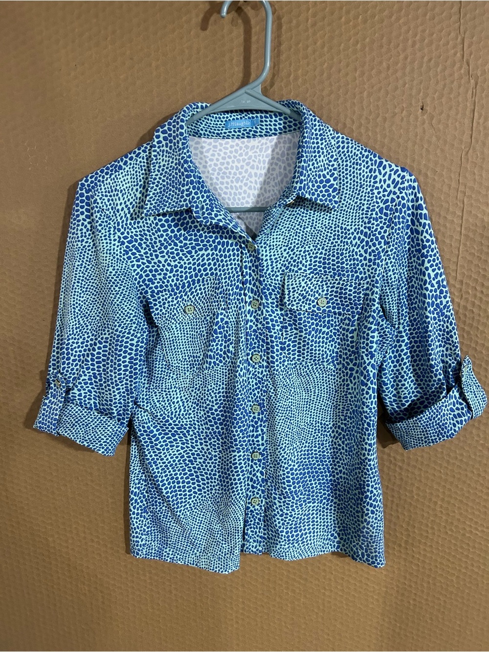 J. McLaughlin Blue Printed Button-Down Shirt